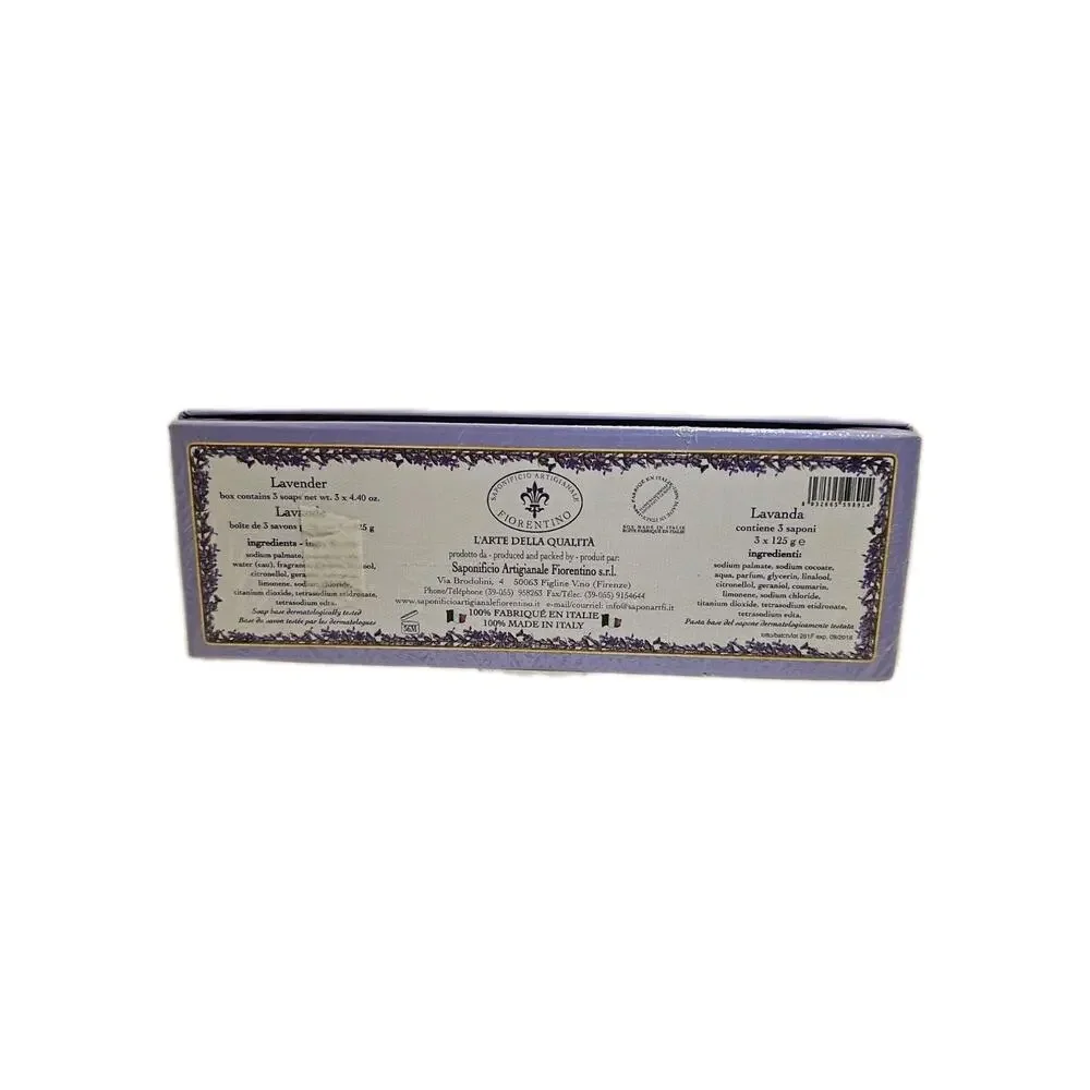 Saponificio Artigianale Fiorentino Lavender Scented Soaps Italy Sealed 3 x4.4 Oz